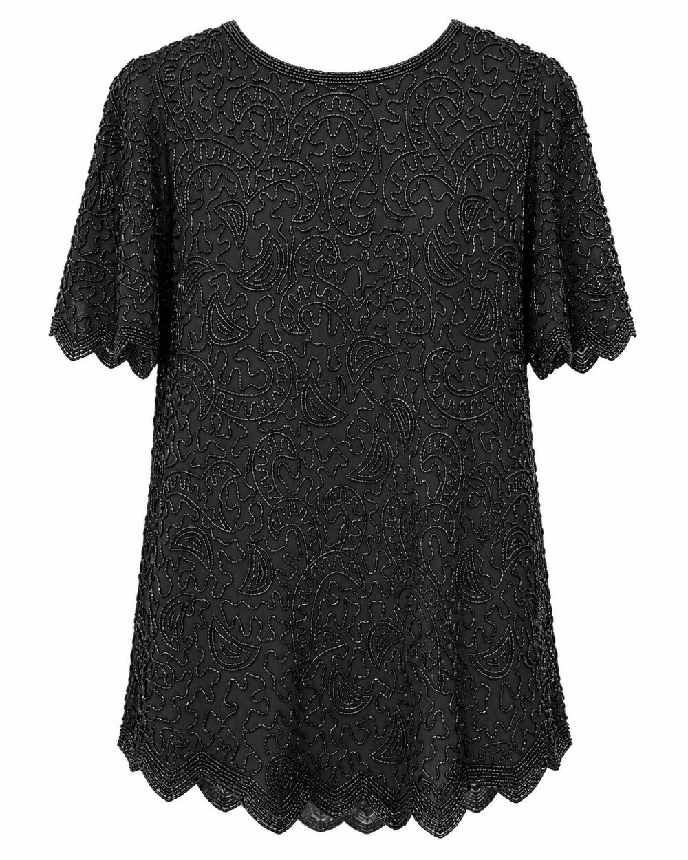Vintage Brilliante by J.A. Black Beaded Rayon Evening Top Size L 40" Bust